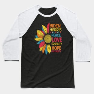 Biden Harris 2020 Peace Love Equality Hope Diversity Baseball T-Shirt